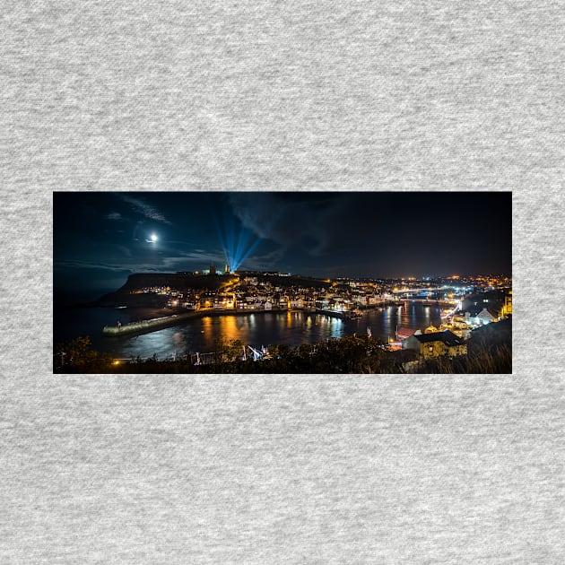 Whitby at Night Panoramic by davehudspeth